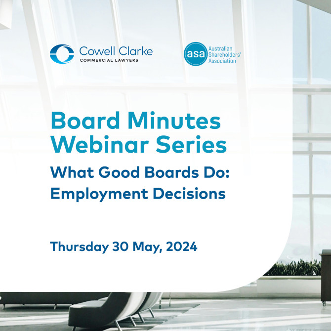 Board Minutes Webinar Series with the Australian Shareholders’ Association